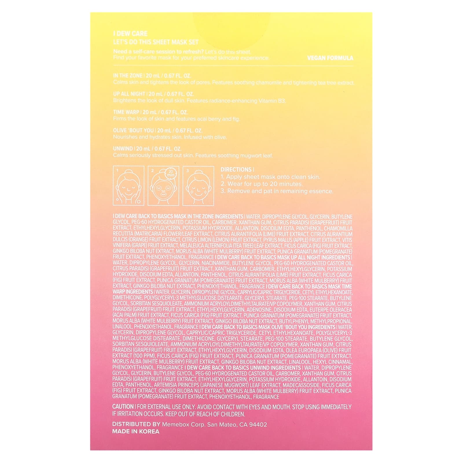 I Dew Care, Let's Do This Sheet, 5Day Beauty Sheet Mask Set, 5 Mask