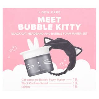 I Dew Care, Meet Bubble Kitty, черная повязка на голову и средство для приготовления пенки, набор из 3 предметов