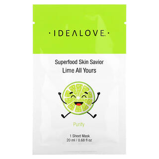 Idealove, Superaliments pour sauver votre peau, Lime All Yours, 1 masque de beauté en tissu, 20 ml