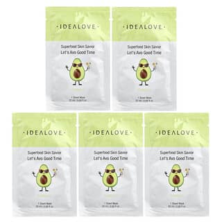 Idealove, Superfood Skin Savior, Let's Avo Good Time, 5 Beauty Sheet Masks, 0.68 fl oz (20 ml) Each