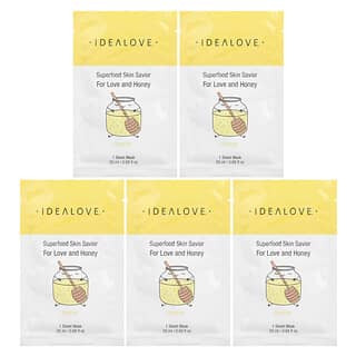 Idealove, Superfood Skin Savior, For Love and Honey, 5 Beauty Sheet Masks, 0.68 fl oz (20 ml) Each