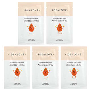 Idealove, Superfood Skin Savior, Almond Love with You, 5 skønhedsmasker, 20 ml pr. stk.