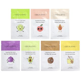 Idealove, Superalimentos de rescate para la piel, Paquete surtido, 7 mascarillas de belleza, 20 ml (0,68 oz. líq.) cada una