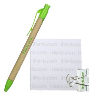 iHerb Goods, Pen, Binder Clip, Sticky Notes, 3 Pieces