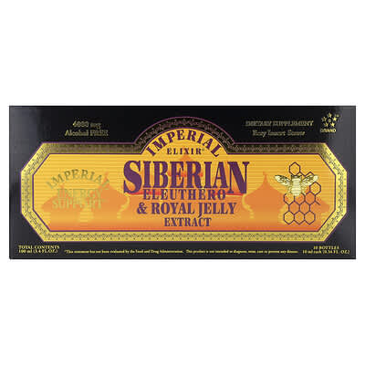 Imperial Elixir, Siberian Eleuthero & Royal Jelly Extract, Alcohol Free, 10 Bottles, 0.34 fl oz (10 ml) Each