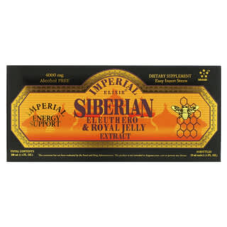 Imperial Elixir, Siberian Eleuthero & Royal Jelly Extract, Alcohol Free, 4,000 mg, 10 Bottles, 0.34 fl oz (10 ml) Each