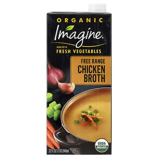 Imagine Soups, Organic Free Range Chicken Broth, 32 fl oz (946 ml)