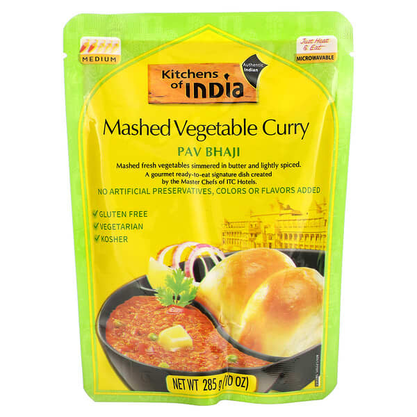 Kitchens of India, Pav Bhaji, Mashed Vegetable Curry, Medium, 10 oz (285 g)