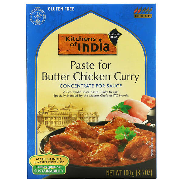 Kitchens of India（キッチンオブインディア）, Paste for Butter Chicken Curry, Concentrate for Sauce, 3.5 oz (100 g)