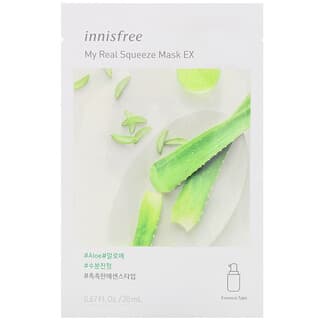 Innisfree, My Real Squeeze Beauty Mask EX, Aloe, 1 lámina, 20 ml (0,67 oz. Líq.)