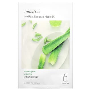 Innisfree, My Real Squeeze Beauty Mask EX, Aloe, 1 lámina, 20 ml (0,67 oz. Líq.)
