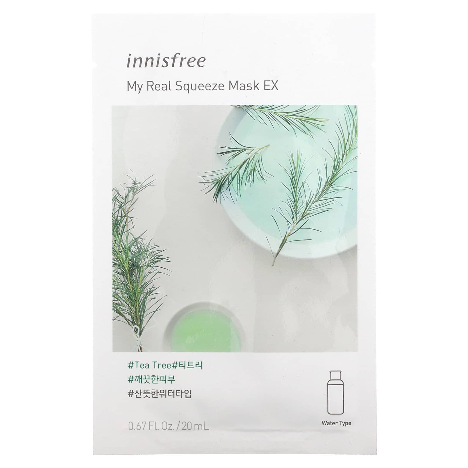 Innisfree, My Real Squeeze Beauty Mask EX, Tea Tree, 1 Sheet, 0.67 fl oz (20