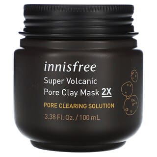 Innisfree, 2X Mascarilla de belleza con arcilla para poros supervolcánica, 100 ml (3,38 oz. Líq.)