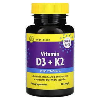 InnovixLabs, витамины D3 и K2, 60 мягких таблеток