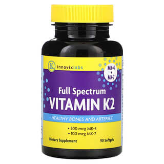 InnovixLabs, Витамин K2 полного спектра, 90 мягких таблеток