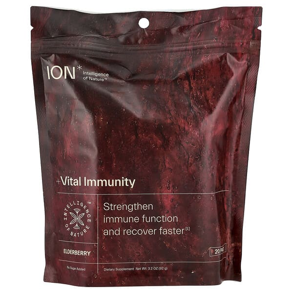 ION Intelligence of Nature, Vital Immunity 機體抵抗，接骨木果味，20 包，3.2 盎司（92 克）