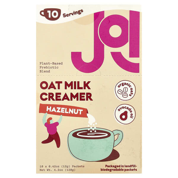 JOI, Succédané de crème au lait d'avoine, Noisette, 10 sachets, 12 g pièce