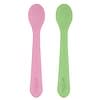 Silicone First Spoon, Pink/Green, 2-Pack