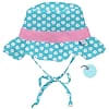 Classic Reversible Ruffle Bucket Sun Protection Hat, 9-18 Months, Aqua Daisy