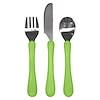 Learning Cutlery Set, 12+ Months, Green Handle, 1 Fork, Knife Spoon