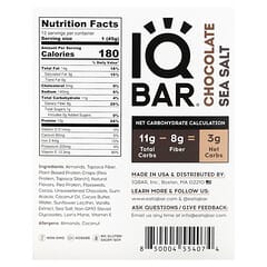 IQBAR, Barretta proteica vegetale, sale marino al cioccolato, 12 barrette, 45 g ciascuna