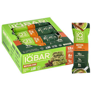IQBAR, Plant Protein Bar, Matcha Chai, 12 Bars, 1.6 oz (45 g) Each