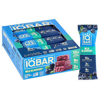 IQBAR （アイキューバー）, 植物性プロテインバー、ワイルドブルーベリー、12本、各45g