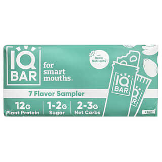 IQBAR, Plant Protein Bar, 7 Flavour Sampler, 7 Bars, 45 g (1.6 oz) Each