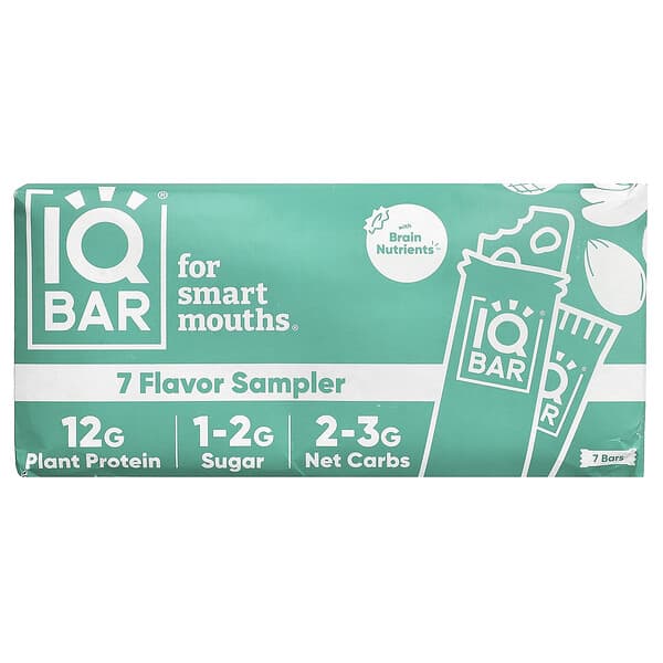 IQBAR, 식물성 프로틴바, 7가지 맛 샘플러, 7가지 맛, 각 45g(1.6oz)