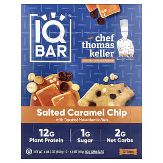 IQBAR, Plant Protein Bar, Salted Caramel Chip With Toasted Macadamia Nuts, 12 Bars, 1.6 oz (45 g) Each