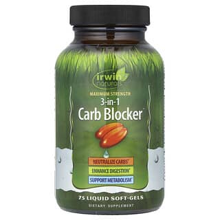 Irwin Naturals, 3-In-1 Carb Blocker®, Maximum Strength, 75 Liquid Soft-Gels