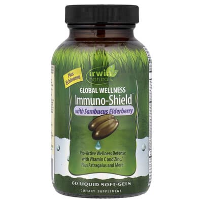 Irwin Naturals, Global Wellness Immuno-Shield® with Elderberry, 60 Liquid Softgels