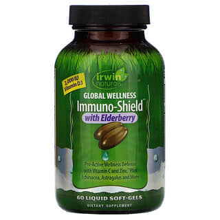 Irwin Naturals, Global Wellness Immuno-shield con saúco, 60 cápsulas blandas líquidas