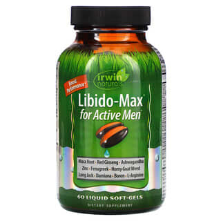 Irwin Naturals, Libido-Max para hombres activos, 60 cápsulas blandas líquidas