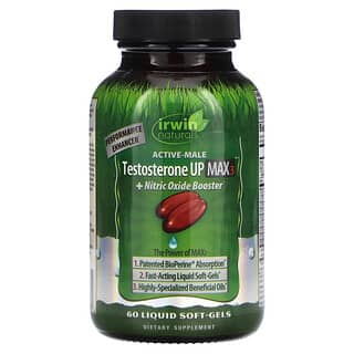 Irwin Naturals, Active-Male, Testosterone Up Max 3 + Nitric Oxide Booster, 60 Liquid Soft-Gels