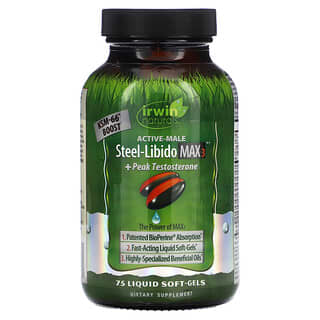 Irwin Naturals, Active-Meal, Steel-Libido Max 3 + Peak Testosterone, 75 Liquid Soft-Gels