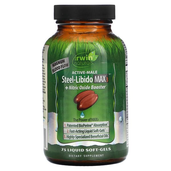 Irwin Naturals, ActiveMale, Steel Libido Max3 + Nitric Oxide Booster
