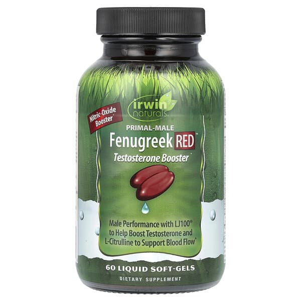 Irwin Naturals, Rojo de fenogreco con potenciador de óxido nítrico, 60 cápsulas blandas líquidas