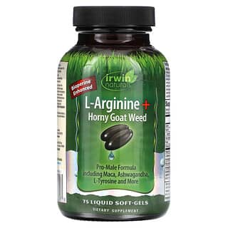 Irwin Naturals, L-arginina + Erva daninha de cabra com tesão, 75 cápsulas gelatinosas líquidas