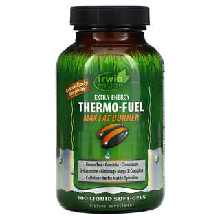 Irwin Naturals, Quemador de grasas Thermo-Fuel Max de energía extra, 100 cápsulas blandas líquidas