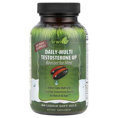 Irwin Naturals, Daily-Multi Testosterone Up® Booster For Men, 60 Liquid Soft Gels