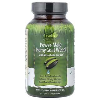 Irwin Naturals, Power-Male Horny Goat Weed, с бустером оксида азота, 60 желатиновых капсул
