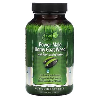 Irwin Naturals, Power-Male Horny Goat Weed, Avec booster d’oxyde nitrique, 60 capsules liquides à enveloppe molle
