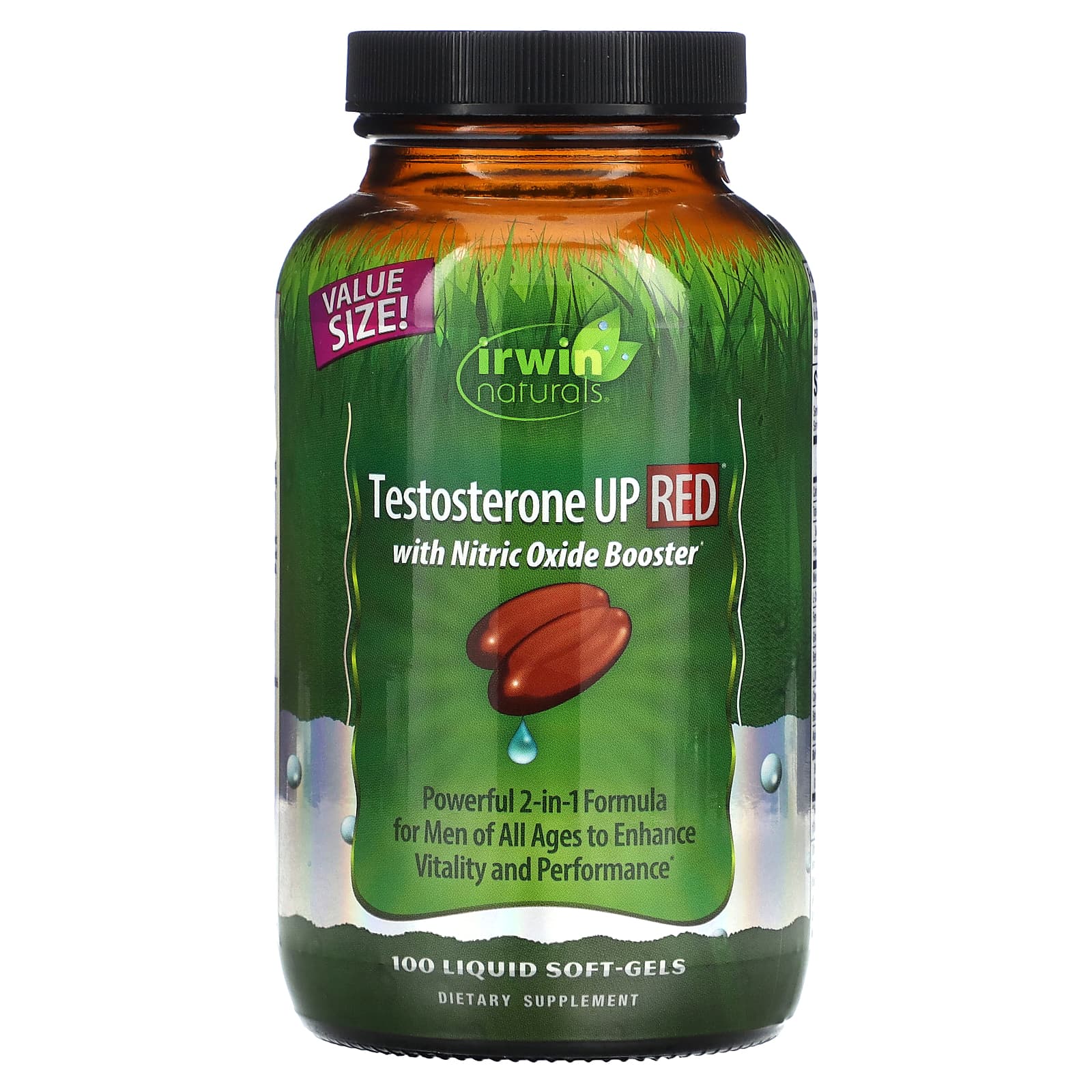 Irwin Naturals Testosterone Up Red With Nitric Oxide Booster、液体ソフトジェル100粒