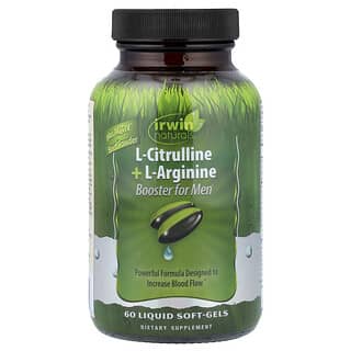 Irwin Naturals, L-citrulina + L-arginina, potenciador para hombres, 60 cápsulas blandas líquidas