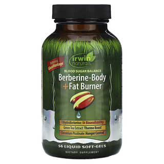 Irwin Naturals, Berberine-Body + Fat Burner, Berberin-Körper + Fettverbrenner, 56 mit Flüssigkeit gefüllte Weichkapseln