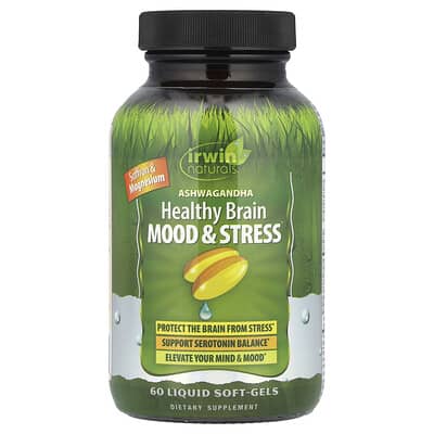 Irwin Naturals, Ashwagandha Healthy Brain Mood and Stress Help Formula, 60 Liquid Softgels
