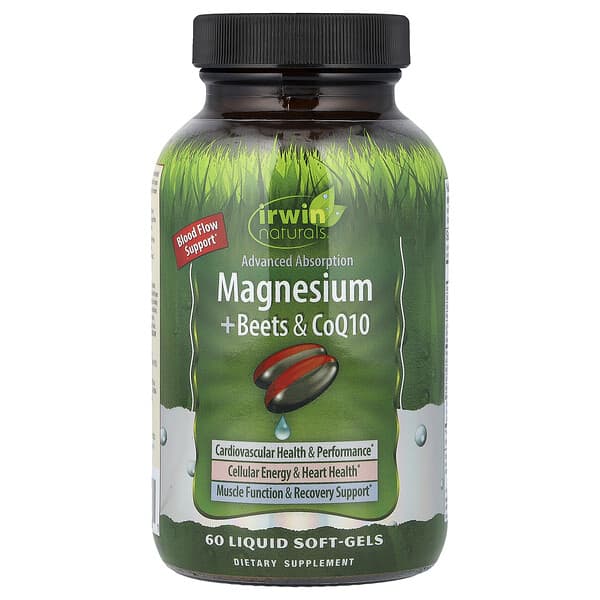 Irwin Naturals Magnesium + Beets & CoQ10, 60 Liquid Soft-Gels
