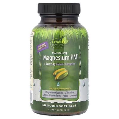 Irwin Naturals, Magnesium PM™ + Soothing Floral Complex, 60 Liquid Softgels