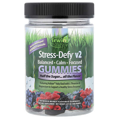Irwin Naturals, Stress-Defy® v2 Gummies, Mixed Berry, 30 Gummies